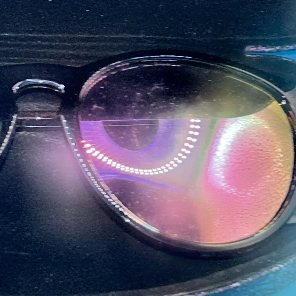 Mirror Sunglasses +Oversized Purple Glitter Glam Clamshell Case Clutch 52-18-140